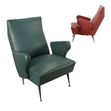 Poltrone Vintage Anni 50-60 Seduta imbottita Molle Skai Gambe metallo Italia