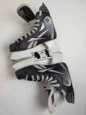 Reebok 4K Pattini da Hockey su Ghiaccio Uomo 10.5D Nero Argento Prestazioni Acciaio Inox