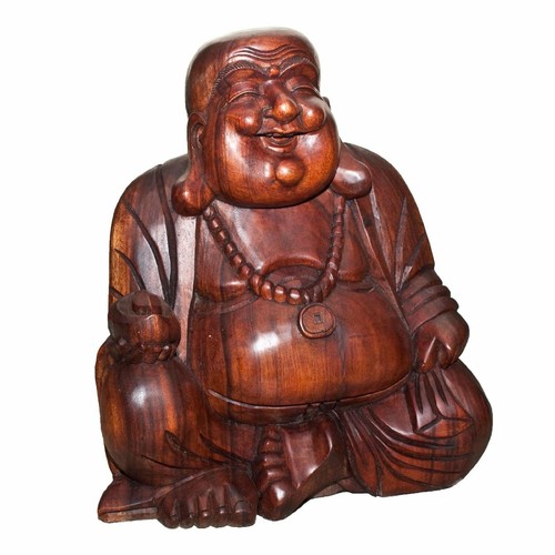 Legno figura buddha happy - buddha,