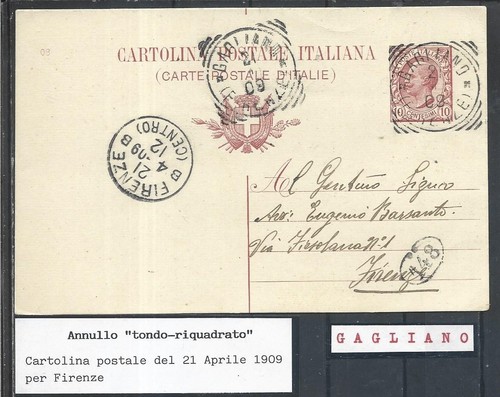 1909 annullo su intero - t,r,,