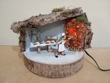 AMBIENTE ANTICO MESTIERE PRESEPE FORNAIO CON PASTORE E FORNO FUNZIONANTE 