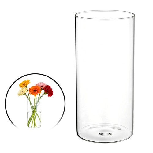 Clear cylindrical glass - , vase