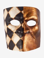 Maschere Veneziane Bauta con Quadri Nero e Oro - Fatte A Mano a Venezia!