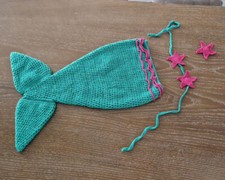 Sirena bambola all'uncinetto,cotone, fatto a mano,collezionismo, mare, amigurumi