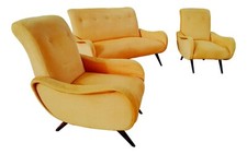 salotto divano e coppia di poltrone design marco zanuso lady style anni 60 1960