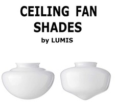 Paralumi in vetro con ventilatore da soffitto di LUMIS. Larghezza collo: 7,5 cm (3")