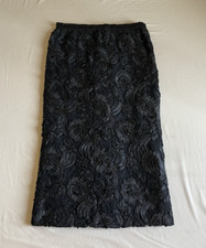 Vintage RARE La Vetta of Beverly Hills Designer Black Silk Floral Pencil Skirt