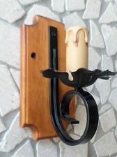 Applique Rustico country in ferro battuto e legno massello 1 luce