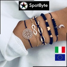 Set di 5 Bracciali Neri e