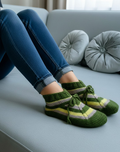 Pantofole righe verdi e - pantofole, a