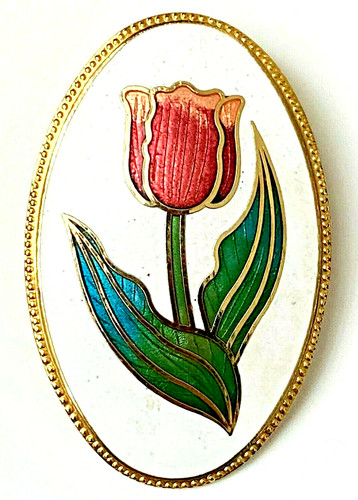 Grande broche ovale tulipe - broche,