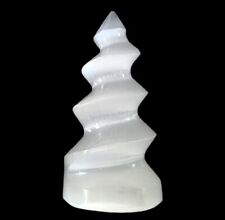 Torre spirale filetto selenite cm.9 Cristalloterapia PIETRA DI PROTEZIONE 
