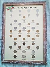 Quadro con serie  monete LIRA ITALIANA  dal 1946 al 2001 - COLLEZIONE RARA