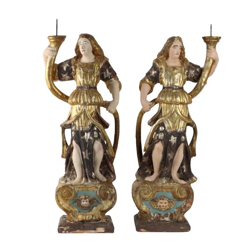 Angeli reggicero antichi legno - reggicero,