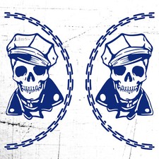 L098 Kit 2 adesivi per Camion Teschio Pirata catena SKULL scheletro horror