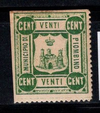 Piombino - MNH 100% Italia fiscale 20 centesimi Municipio, verde