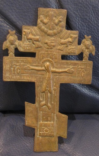 Antica croce russa bronzo - antica,