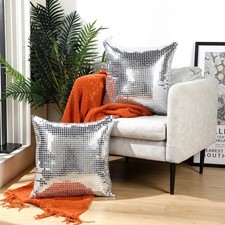 2 Pcs Silver Disco Ball Pillow