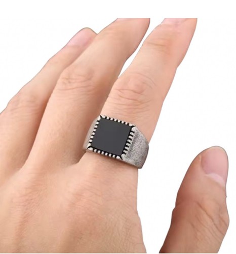 Anello acciaio tema pietra - acciaio,