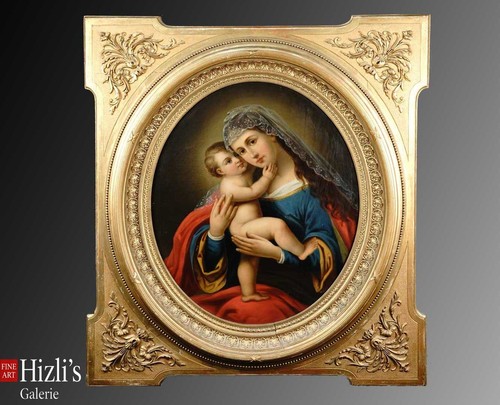 Antico dipinto olio - antico, madonna