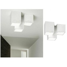 Plafoniera cubo 3 luci led attacco GU10 in gesso lampada da soffitto quadrata 