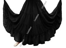 Costume gonna zingara danza del ventre nero 4 livelli tribale boho con volant jupe 25 colori