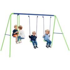 Outsunny Set Giochi da Giardino con 1 Altalena Doppia e 2 Altalene Singole