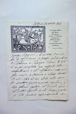 Lettera Intestazione Xilografica Cavaliere Frase D'Annunzio Emma Lattes 1918 WW1