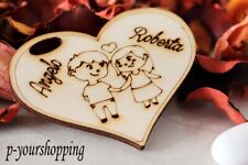 30 segnaposto Cuori legno personalizzato Nomi Incisi matrimonio bomboniera sposi