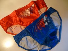 2 PZ SLIP MASTER COSTUME MARE UOMO LYCRA BLUETTE ROSSO TAGLIA III S VINTAGE 