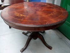 Tavolo rotondo allungabile intarsiato diametro 119 cm