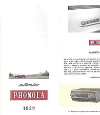 PHONOLA CATALOGO 1959 AUTORADIO VALVOLE 5595 BRESCIA MEXICO EUROPA