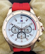 Orologio Tommy Hilfiger Uomo Stile Cronografo Cassa Oro Rosa Quadrante Bianco - Rosso STP