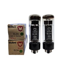 EL34 MULLARD NUOVO LOGO ANELLO GETTER NOS IN SCATOLA COPPIA TUBO VALVOLA ABBINATO (T14B)