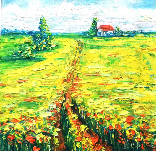 Paesaggio astratto dipinto - , ad