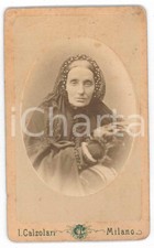 1870 ca MILANO Ritratto di donna vestita a lutto - Foto CALZOLARI CDV