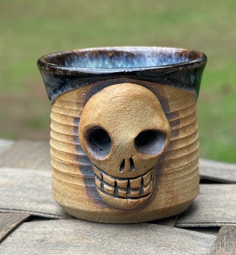 Portacandele teschio ceramica