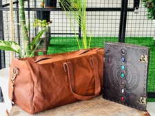 Bagaglio in pelle 25" viaggio palestra originale vintage borsone sport gratis...