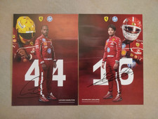 Cartoline/Postcards Leclerc e Hamilton 2025 con autografi - Ferrari - F1