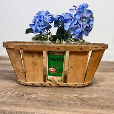 Cesta portalegna cestino in legno antico vintage porta fiori biancheria shabby