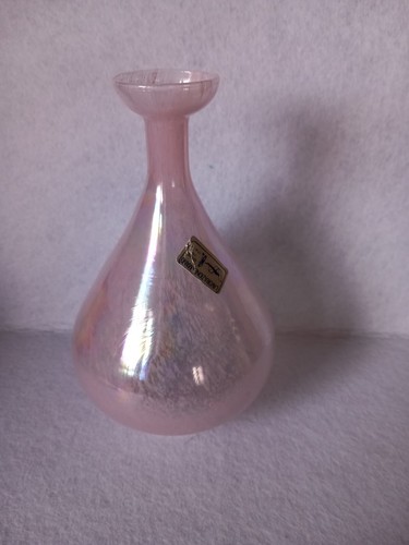 Vaso vetro rosa lavorato a - in,