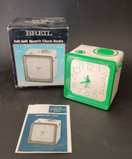 ♥ BREIL QUARTZ CLOCK RADIO SVEGLIA BIANCO VERDE PORTATILE VINTAGE ANNI 70 80