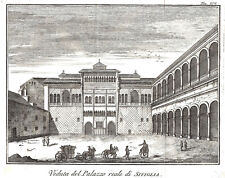 SIVIGLIA SPAGNA "Veduta del palazzo reale di Siviglia" T. Salmone 1750