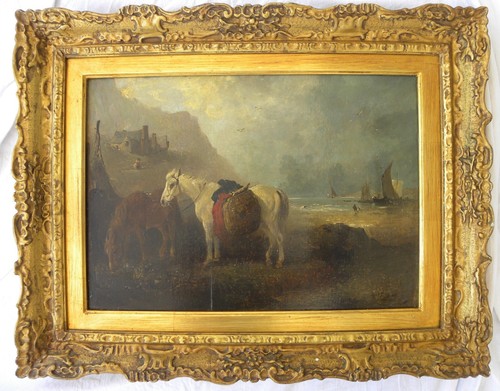 Paesaggio con cavalli - su, una
