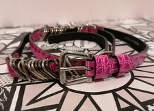 Cintura Pelle Denny Rose. Colore Rosa. 114 cm. Made In Italy. 