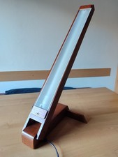 lampada da tavolo minimal struttura in legno ,neon 1950 circa italian design