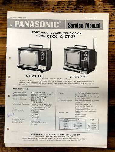 Panasonic 27 manuale - ct-26, ct-27