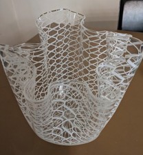 Fulvio Bianconi per Venini Fazzoletto a canne Zanfirico e Lattimo Signed + Label