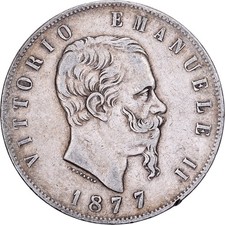 [#1512099] Italia, Vittorio Emanuele II, 5 Lire, 1877, Rome, Argento, BB, KM:8.4