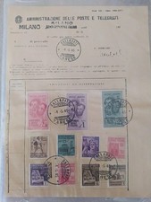 1945 - Affrancature su documento. FRATELLI BANDIERA e Monumenti Distrutti